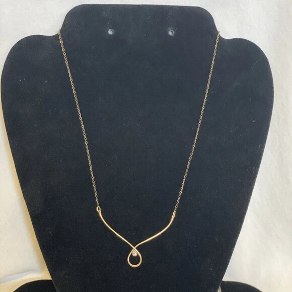 Vtg Avon 1977 Diamond Loop NECKLACE 1 20 14K G.F. w Tiny Diamond - Picture 3 of 7